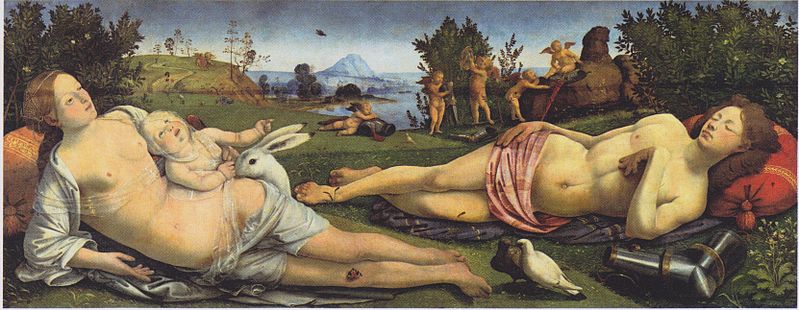 PIERO DI COSIMO (1462-1522). Venus Marte y Cupido